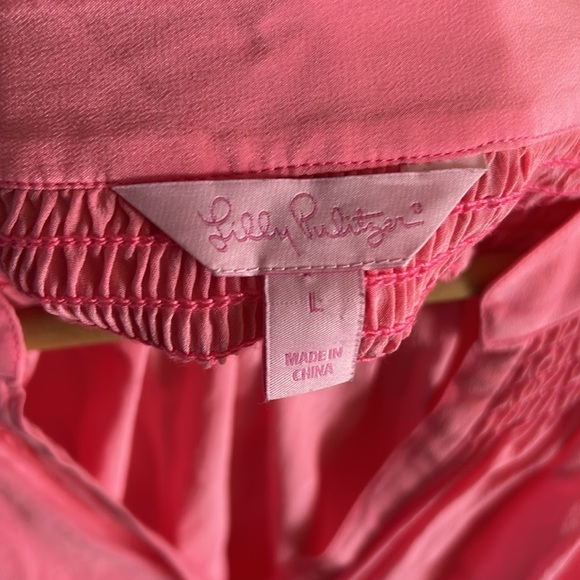 Lilly Pulitzer Elsa Silk Pink Top Long Sleeve Size Large - Picture 4 of 11